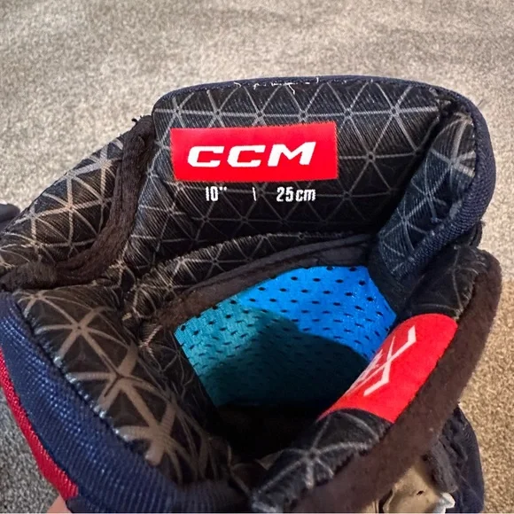 CCM Red and Navy Ice Hockey Gloves 10” - Picture 7 of 9